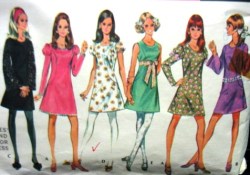 2146 MCCALLS 1969 CURVED FLARE DRESS SLEEVES OR NOT PATTERN 10 32 1/2'',